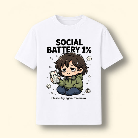 Social Battery 1% Graphical Tee